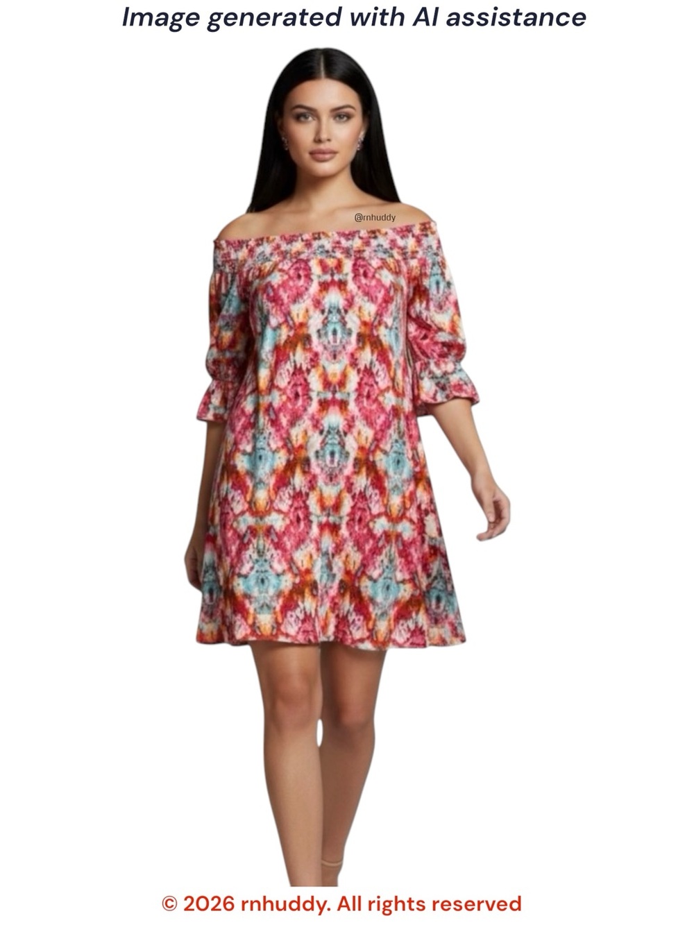 Caribbean Joe XL vibrant off shoulder dress